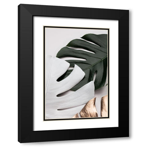 Monstera Colors 01 Black Modern Wood Framed Art Print with Double Matting by 1x Studio III