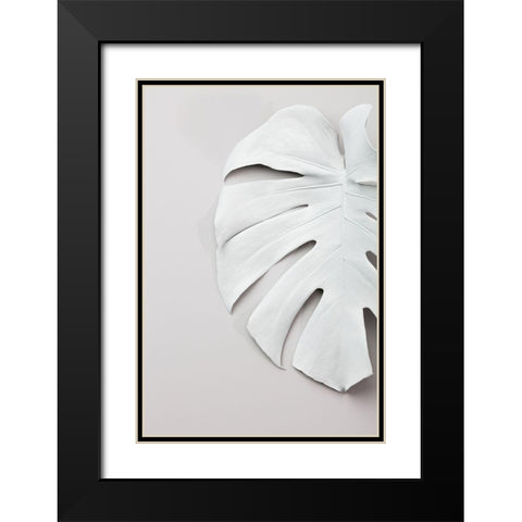 Monstera White 01 Black Modern Wood Framed Art Print with Double Matting by 1x Studio III