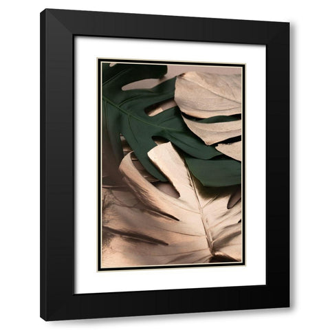 Monstera Mix 01 Black Modern Wood Framed Art Print with Double Matting by 1x Studio III