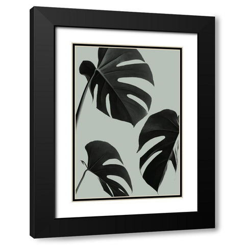 Monstera Teal 05 Black Modern Wood Framed Art Print with Double Matting by 1x Studio III