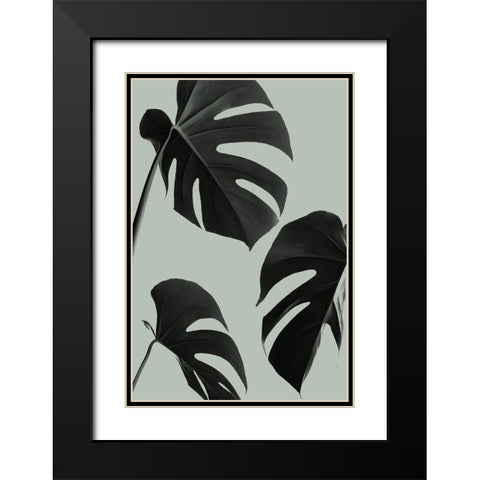 Monstera Teal 05 Black Modern Wood Framed Art Print with Double Matting by 1x Studio III