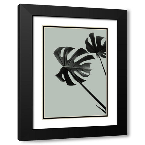 Monstera Teal 09 Black Modern Wood Framed Art Print with Double Matting by 1x Studio III