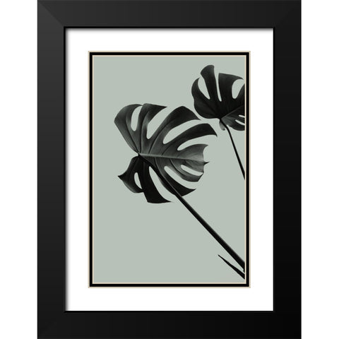 Monstera Teal 09 Black Modern Wood Framed Art Print with Double Matting by 1x Studio III