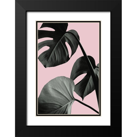 Monstera Pink No 04 Black Modern Wood Framed Art Print with Double Matting by 1x Studio III