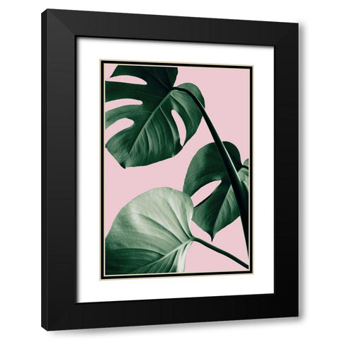 Monstera Pink No 07 Black Modern Wood Framed Art Print with Double Matting by 1x Studio III