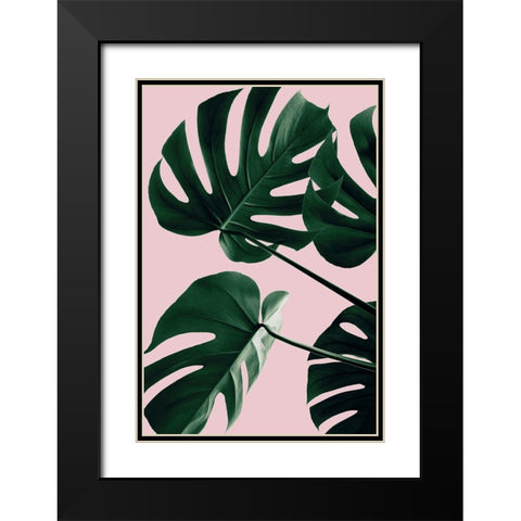Monstera Pink No 08 Black Modern Wood Framed Art Print with Double Matting by 1x Studio III
