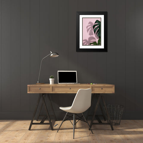 Monstera Pink 09 Black Modern Wood Framed Art Print with Double Matting by 1x Studio III