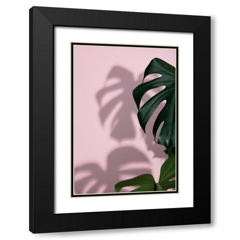 Monstera Pink 09 Black Modern Wood Framed Art Print with Double Matting by 1x Studio III