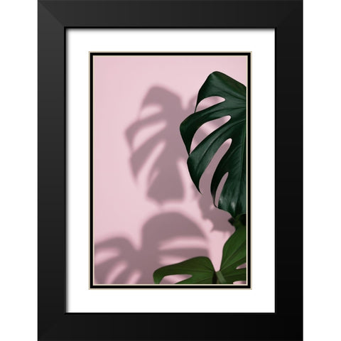 Monstera Pink 09 Black Modern Wood Framed Art Print with Double Matting by 1x Studio III