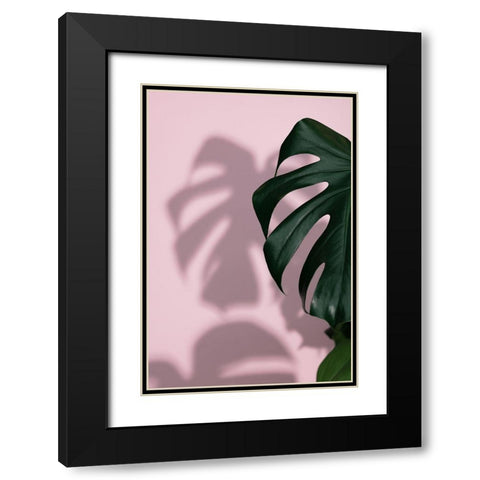 Monstera Pink 10 Black Modern Wood Framed Art Print with Double Matting by 1x Studio III