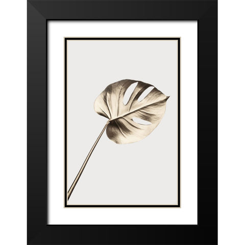 Monstera Gold 07 Black Modern Wood Framed Art Print with Double Matting by 1x Studio III