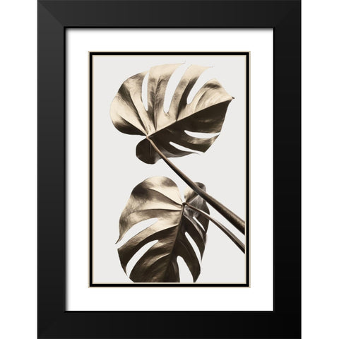 Monstera Gold 08 Black Modern Wood Framed Art Print with Double Matting by 1x Studio III