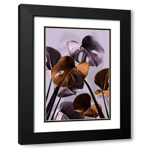 Monstera Purple 01 Black Modern Wood Framed Art Print with Double Matting by 1x Studio III