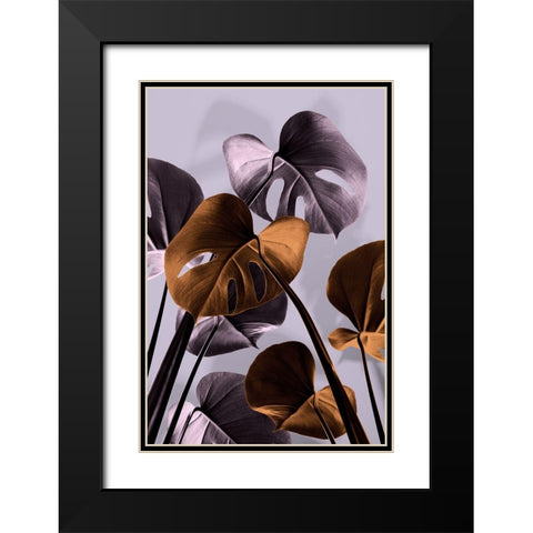 Monstera Purple 01 Black Modern Wood Framed Art Print with Double Matting by 1x Studio III