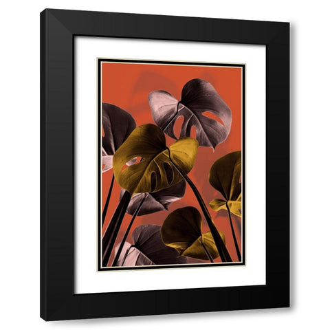 Monstera Orange 01 Black Modern Wood Framed Art Print with Double Matting by 1x Studio III