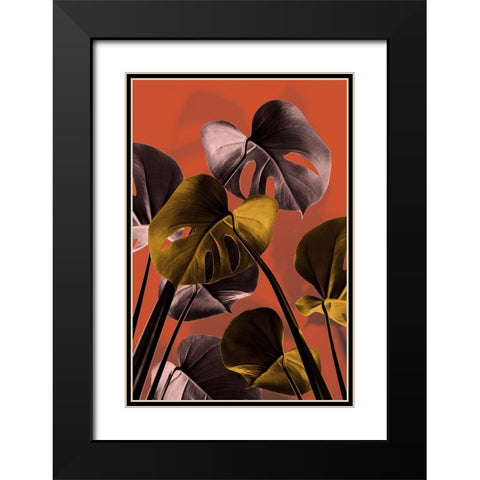 Monstera Orange 01 Black Modern Wood Framed Art Print with Double Matting by 1x Studio III