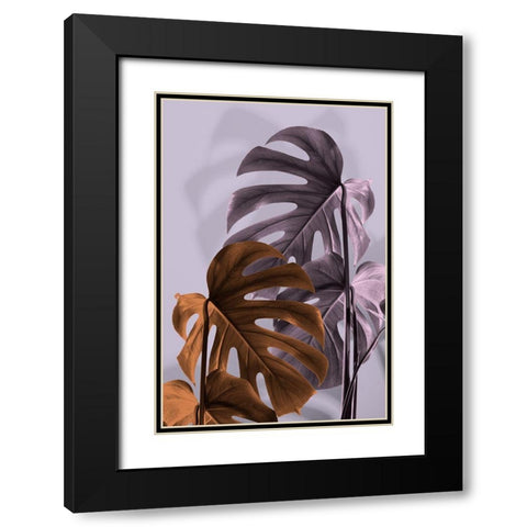 Monstera Purple 02 Black Modern Wood Framed Art Print with Double Matting by 1x Studio III