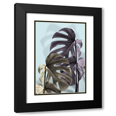 Monstera Blue 02 Black Modern Wood Framed Art Print with Double Matting by 1x Studio III