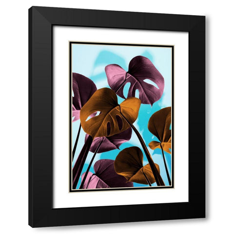 Monstera Blue 03 Black Modern Wood Framed Art Print with Double Matting by 1x Studio III