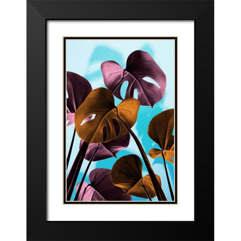 Monstera Blue 03 Black Modern Wood Framed Art Print with Double Matting by 1x Studio III