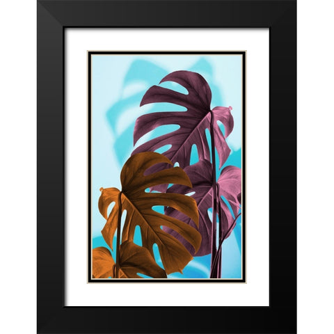 Monstera Blue 04 Black Modern Wood Framed Art Print with Double Matting by 1x Studio III