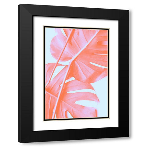 Monstera Orange 04 Black Modern Wood Framed Art Print with Double Matting by 1x Studio III