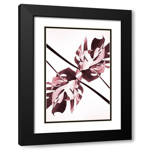 Monstera Kaleidoscope 02 Black Modern Wood Framed Art Print with Double Matting by 1x Studio III