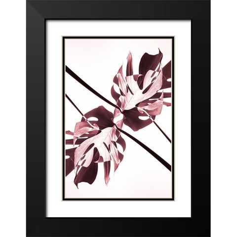 Monstera Kaleidoscope 02 Black Modern Wood Framed Art Print with Double Matting by 1x Studio III