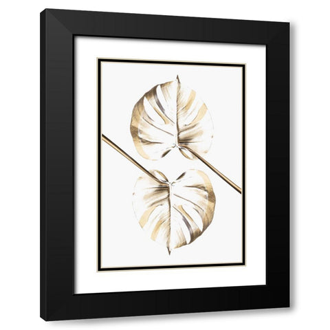 Monstera Gold 10 Black Modern Wood Framed Art Print with Double Matting by 1x Studio III