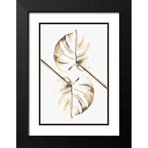 Monstera Gold 10 Black Modern Wood Framed Art Print with Double Matting by 1x Studio III
