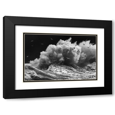 Birds In The Storm (Part 1) Black Modern Wood Framed Art Print with Double Matting by Lazzarotti, Paolo