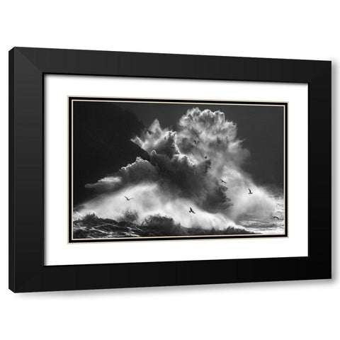 Birds In The Storm (Part 8) Black Modern Wood Framed Art Print with Double Matting by Lazzarotti, Paolo