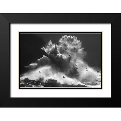 Birds In The Storm (Part 8) Black Modern Wood Framed Art Print with Double Matting by Lazzarotti, Paolo