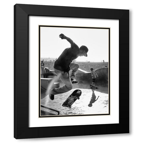 Skateboard Black Modern Wood Framed Art Print with Double Matting by Demoulin, Vincent