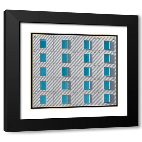 Teal Windows Black Modern Wood Framed Art Print with Double Matting by Khorsand, Parsoa