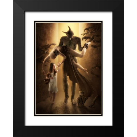 Sandman Black Modern Wood Framed Art Print with Double Matting by Kiciak, Christophe