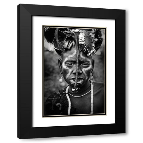 Mursi Black Modern Wood Framed Art Print with Double Matting by Yosifov, Svetlin