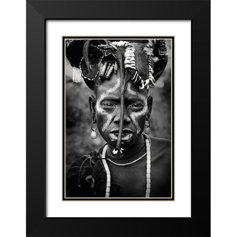 Mursi Black Modern Wood Framed Art Print with Double Matting by Yosifov, Svetlin