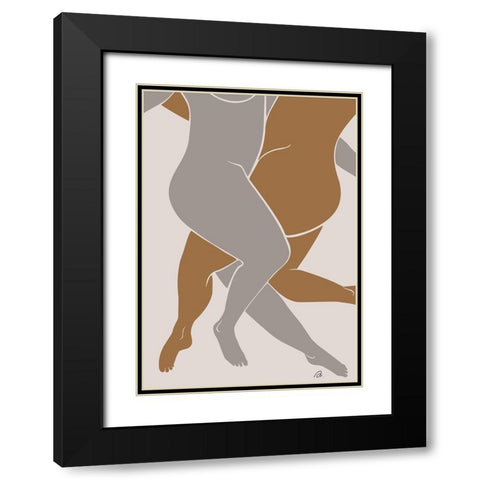 Lovers Beige Black Modern Wood Framed Art Print with Double Matting by 1x Studio II