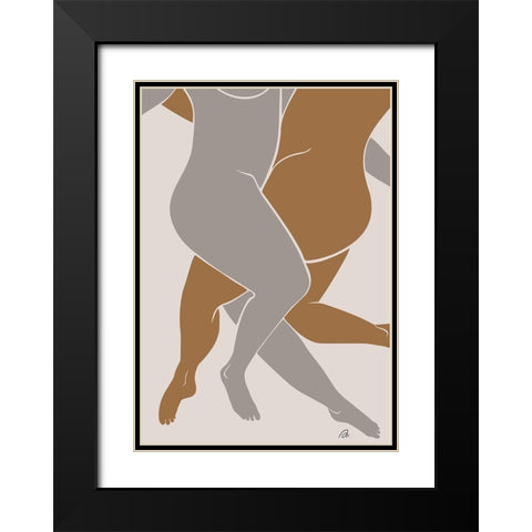 Lovers Beige Black Modern Wood Framed Art Print with Double Matting by 1x Studio II