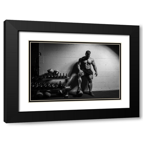 Bizon Black Modern Wood Framed Art Print with Double Matting by Sutula, Alexandr