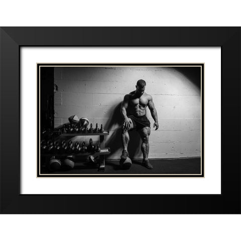 Bizon Black Modern Wood Framed Art Print with Double Matting by Sutula, Alexandr