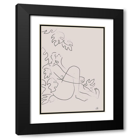 Embrace Nature Beige Black Modern Wood Framed Art Print with Double Matting by 1x Studio II