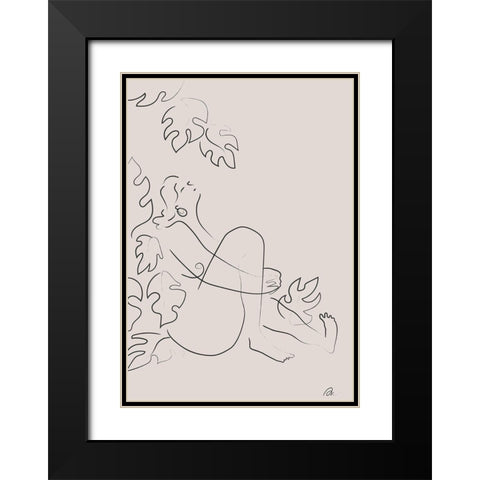 Embrace Nature Beige Black Modern Wood Framed Art Print with Double Matting by 1x Studio II