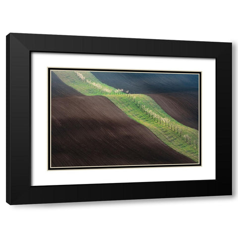 From Left To Right Black Modern Wood Framed Art Print with Double Matting by Kovar, Petr