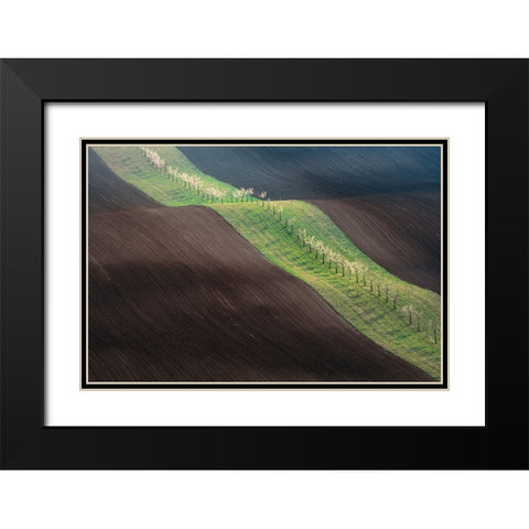 From Left To Right Black Modern Wood Framed Art Print with Double Matting by Kovar, Petr