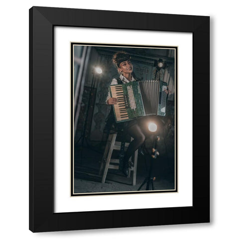 Moulin Rouge! Black Modern Wood Framed Art Print with Double Matting by Behzadi, Amir
