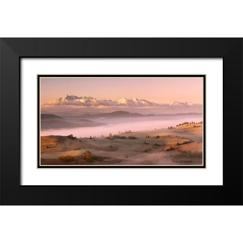 Fog Tatra Black Modern Wood Framed Art Print with Double Matting by Mierzejewski, Krzysztof