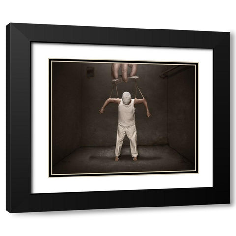 Puppet Master Black Modern Wood Framed Art Print with Double Matting by Damsten, Petri