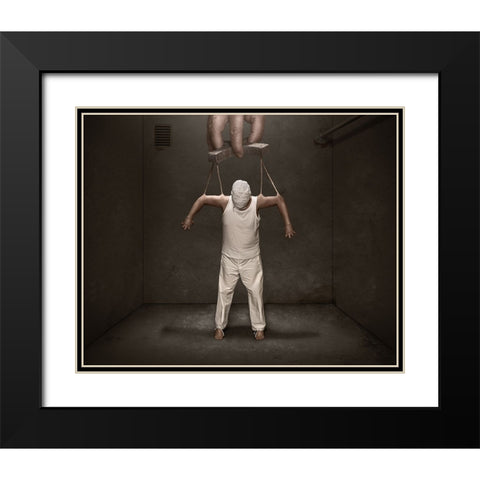 Puppet Master Black Modern Wood Framed Art Print with Double Matting by Damsten, Petri